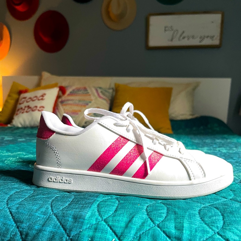 Hot pink sparkle adidas